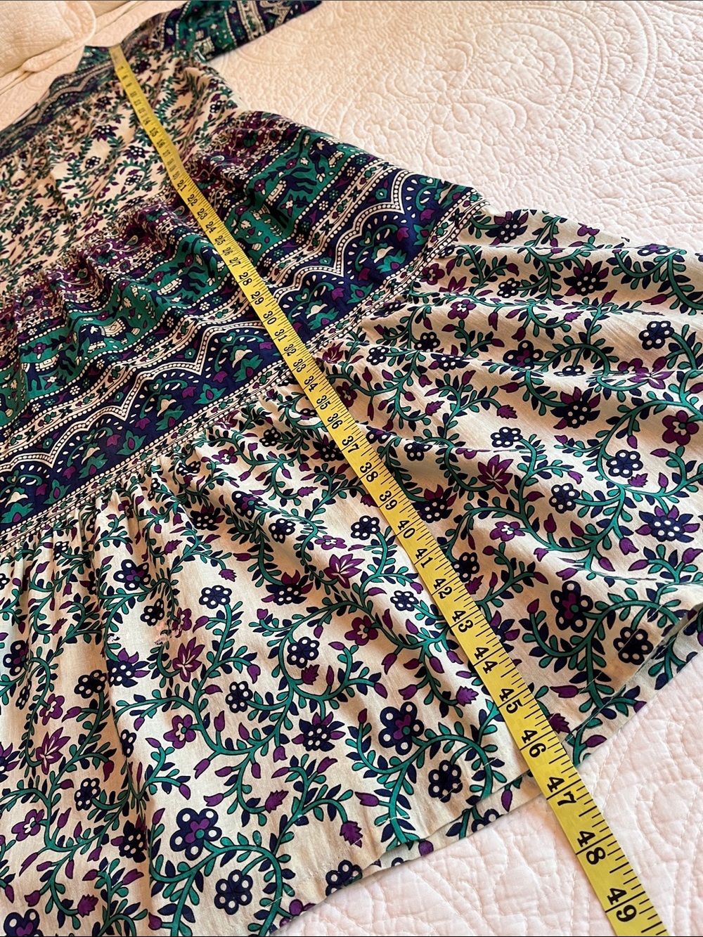 Cotton Tiered Muumuu Dress Long Pockets Womens Large Floral Elephant Print Boho - Picture 16 of 16
